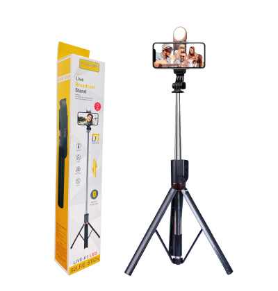 Plokama K9  Selfie Stick Tripod LED Selfie Stick Tripod