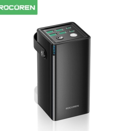 Rocoren 50,000mAh 22.5W Power Bank With Fast Charging 6 Ports USB + Type-C Powerbank With Flashlight