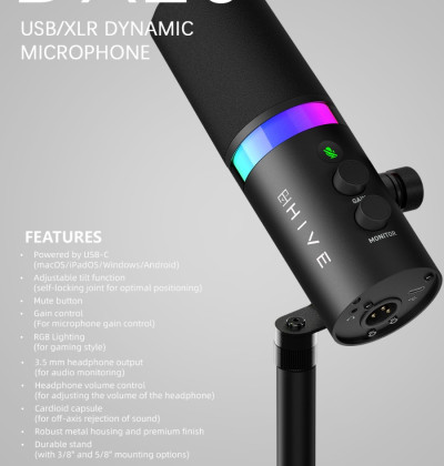 HIVE DX20 USB/XLR Dynamic Microphone